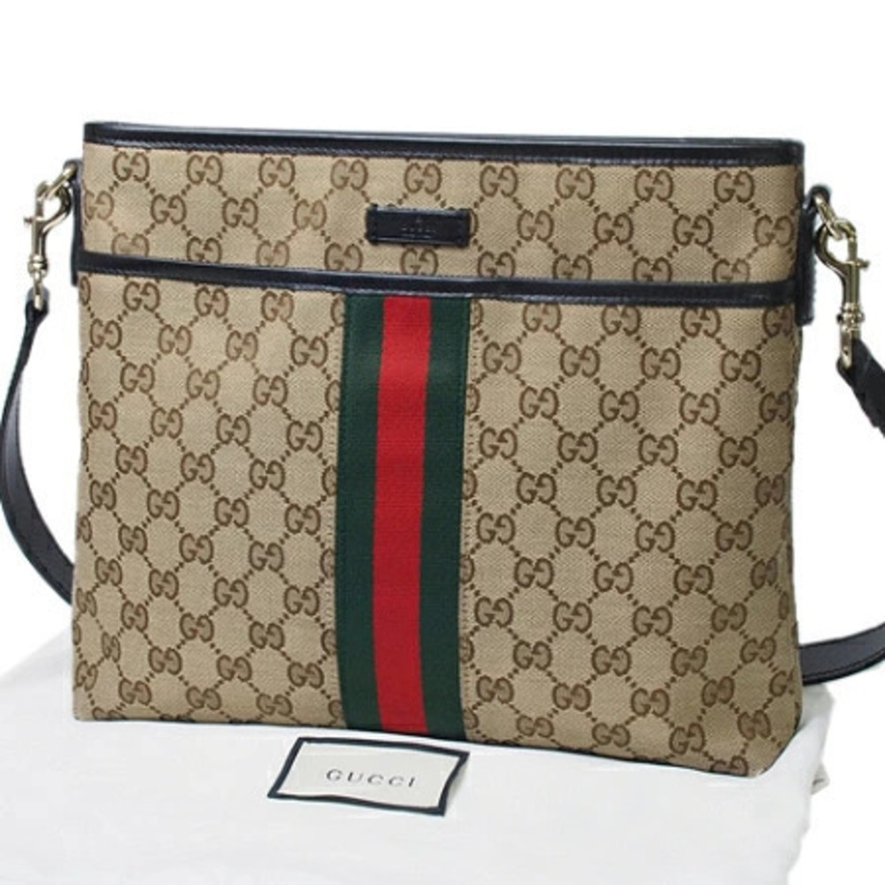 Gucci GG Canvas Sherry Shoulder Bag Brown